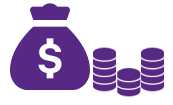 A purple money bag with a dollar sign on it, representing the financial benefits of a novated lease.